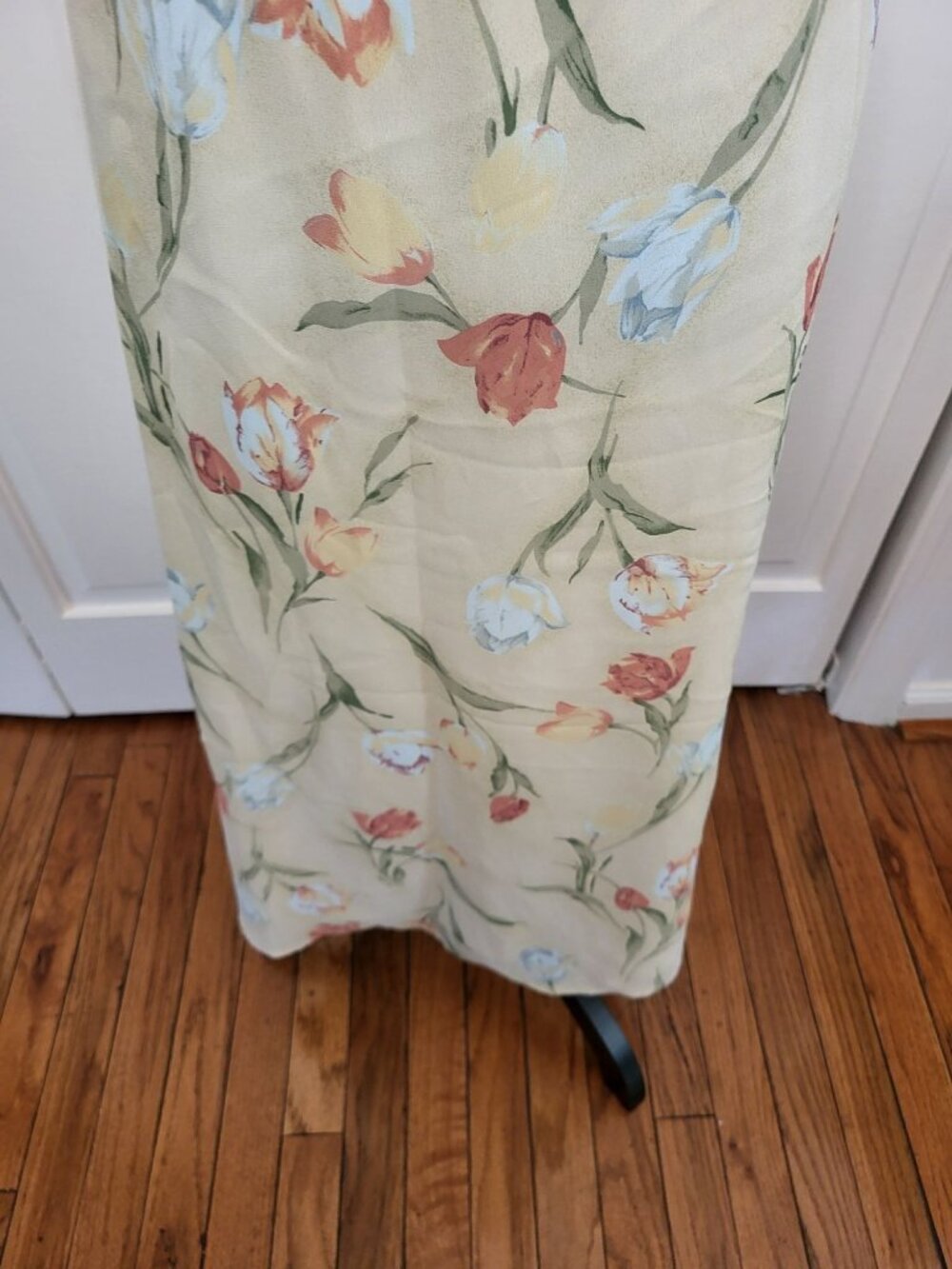 Cricket Lane Vintage 90s Beige Floral Sheer Maxi Skirt Elastic 3X Cottage Fairy - Picture 6 of 8
